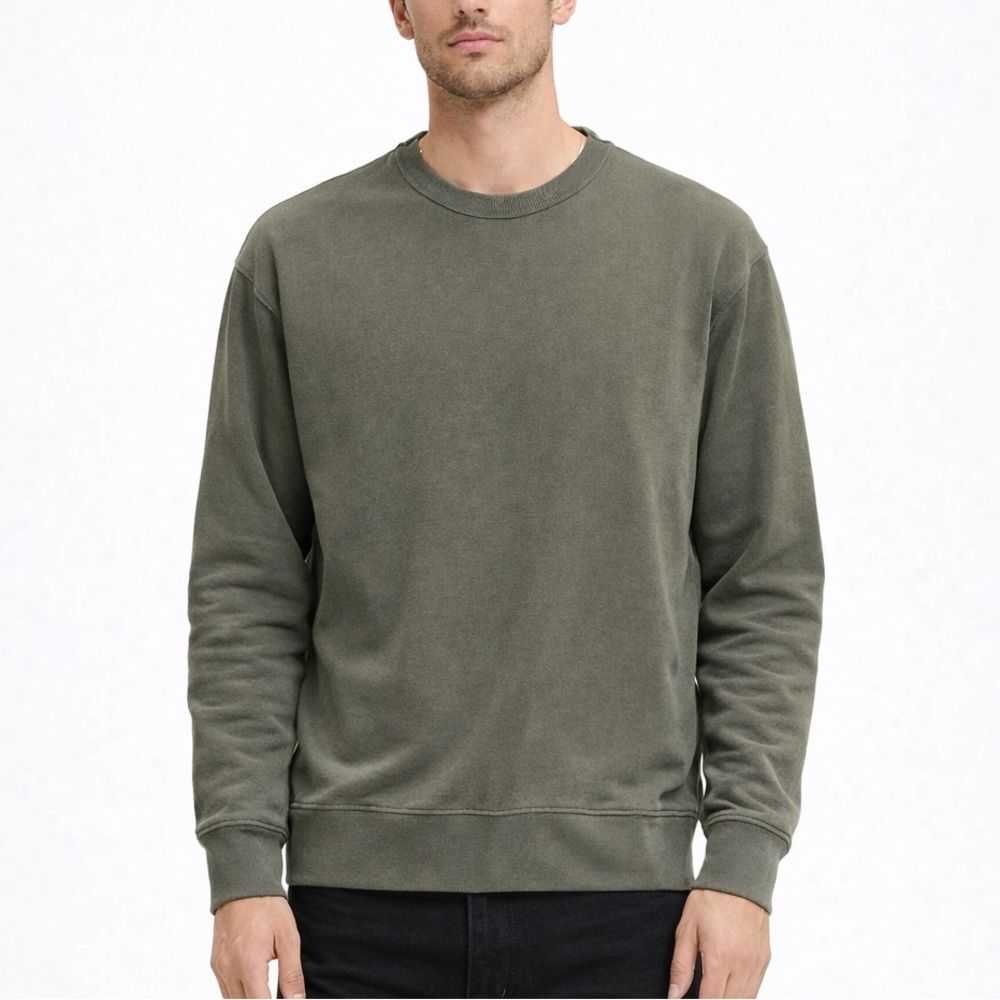 Buck Mason Crewneck Sweatshirt Men's Small Olive Cotton Pullover Casual